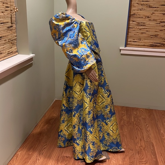 Akira Stunning Two Piece Ballgown In Blues Golds Long Full Skirt And Corset XL - Picture 4 of 17